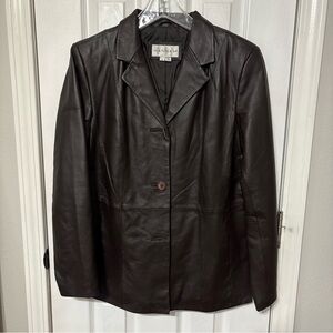 Women’s S Dark Brown 100% Leather Jacket Blazer Hannah